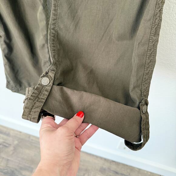 [J. Crew] Olive Green City Fit Straight Leg Utility Pants Belted Roll Tab Size 4 - Picture 9 of 10